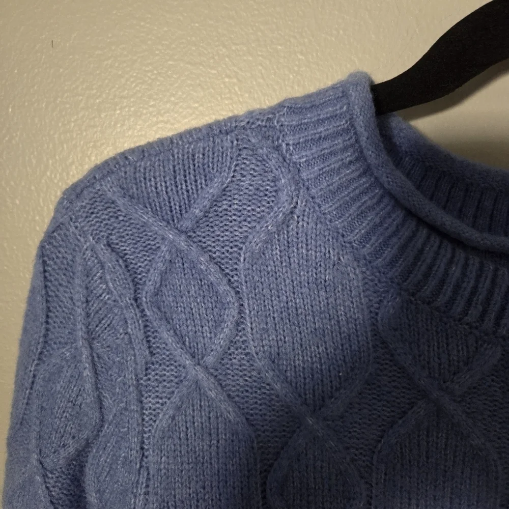 Talbots Women's Blue Cable Knit Soft Casual Classic Cozy Roll Neck Sweater XL